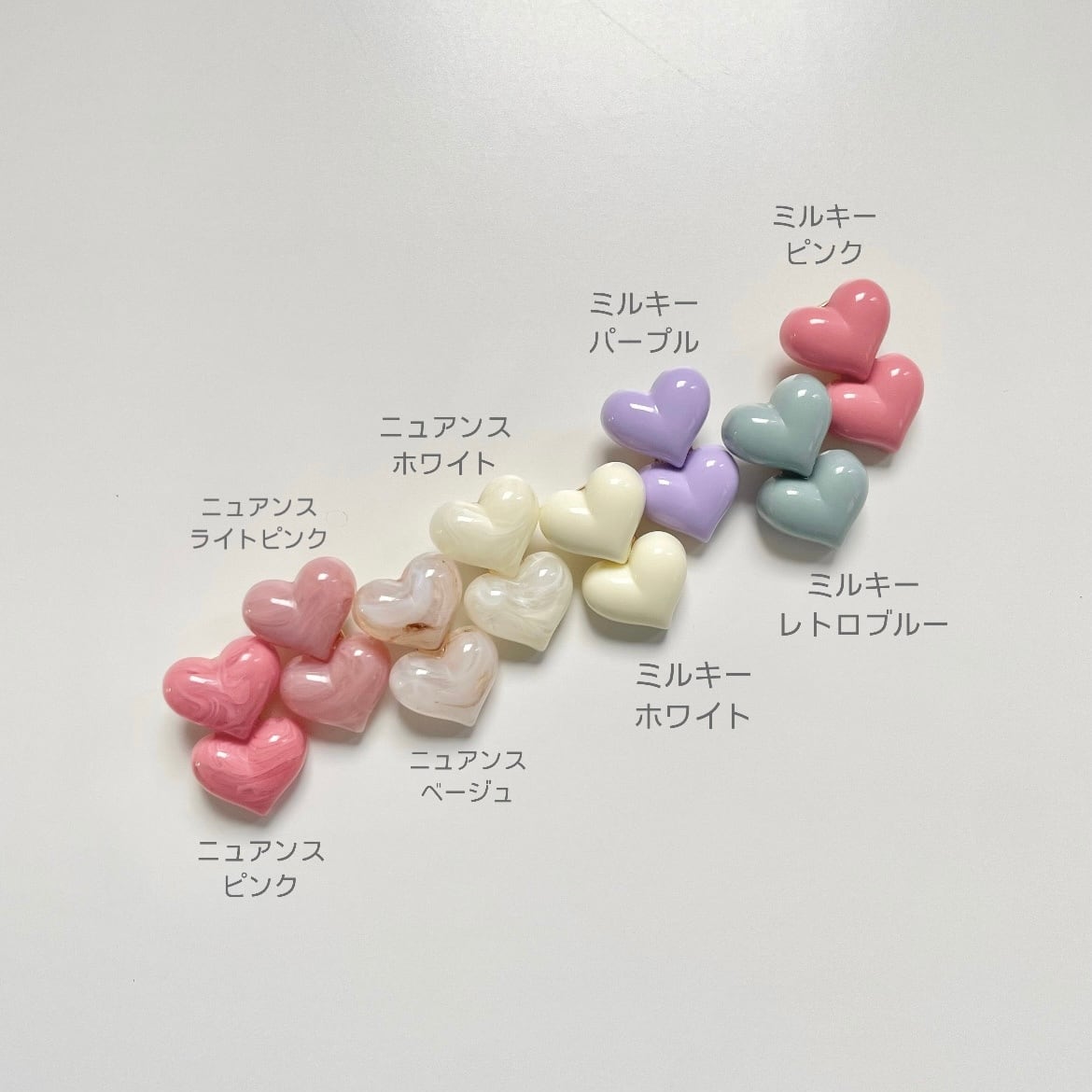オリジナル 】新色8color - Heart double pin / 8色ハートピン