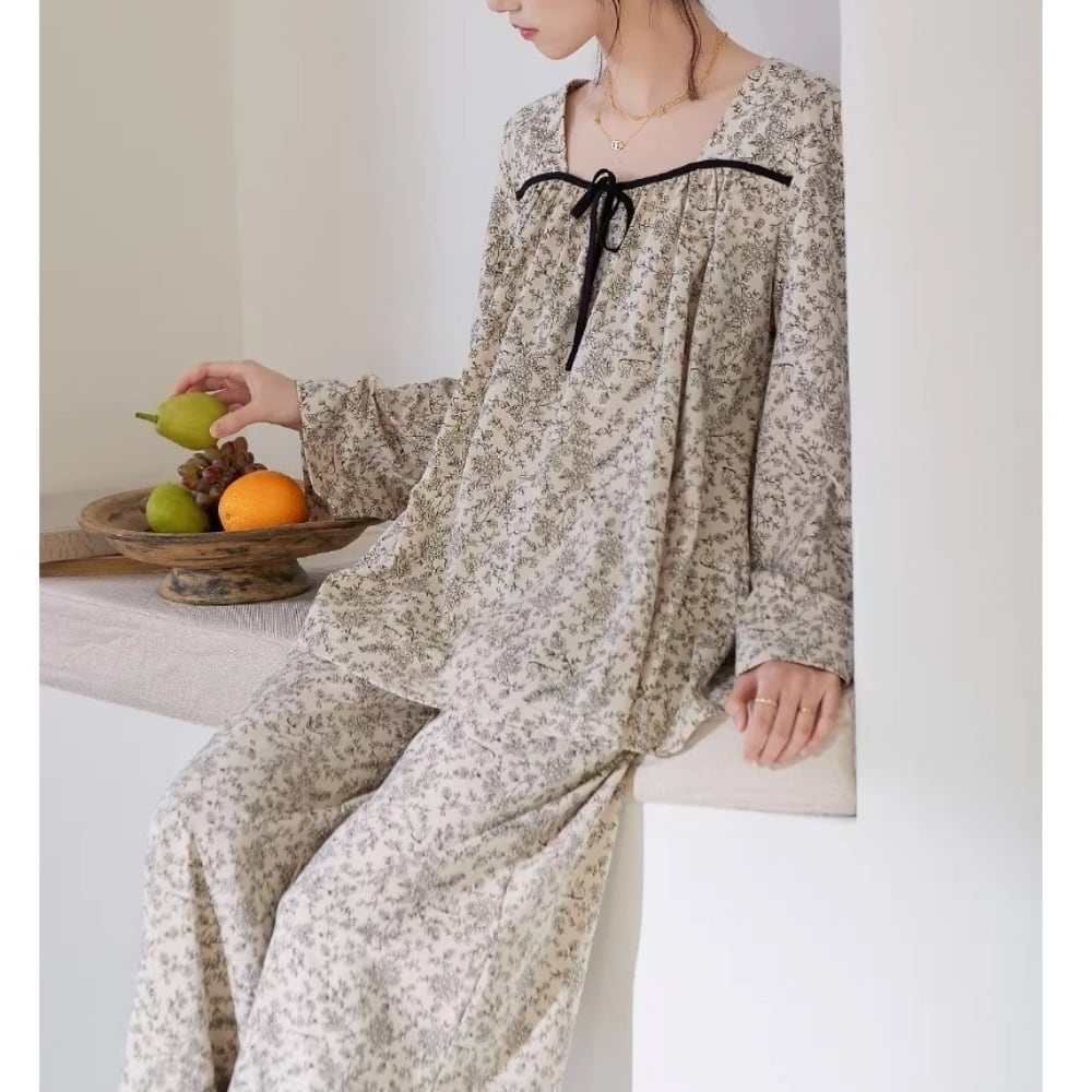 【M-2XL】small flower pattern pajamas p1596