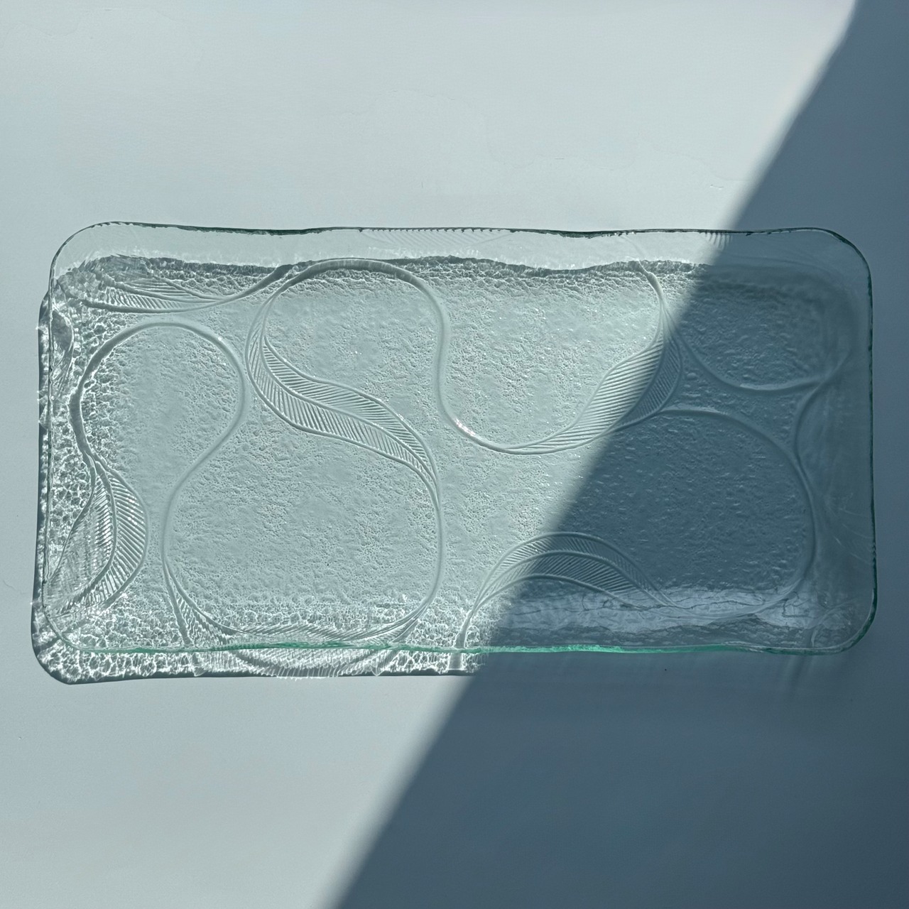 【受注生産】レトロガラス　長角皿　つた