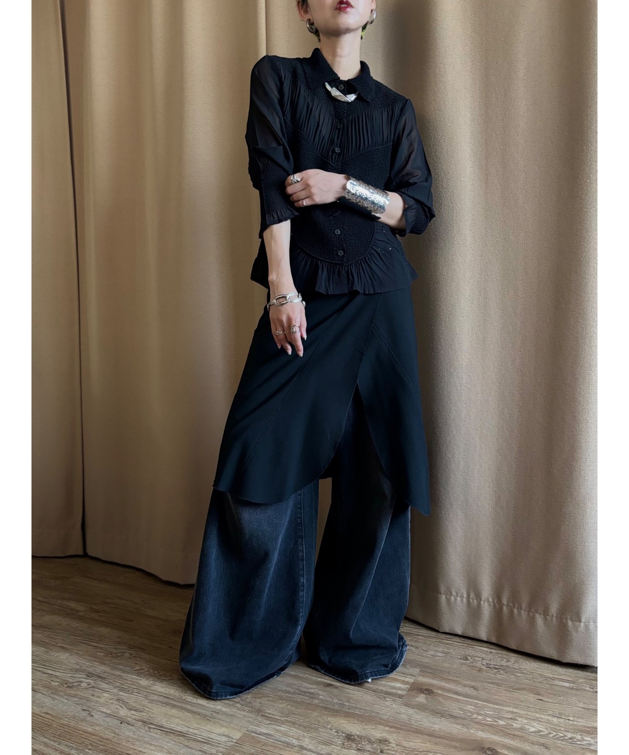 mode black sheer shirt-4845-8