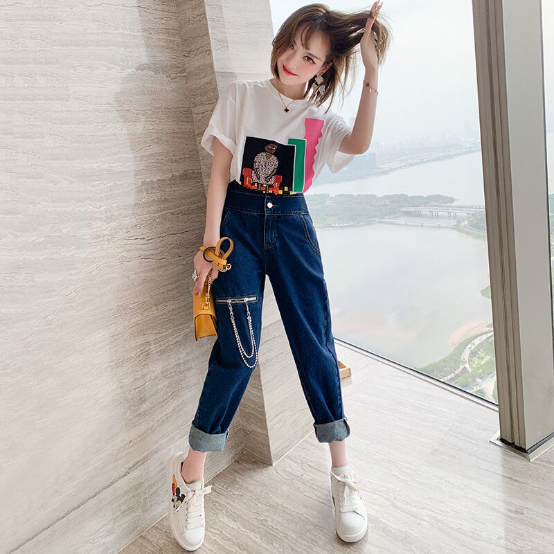 ダブルウェストチェーン ジッパールーズパンツ ジーンズ オータム レッド 秋物 MIUCO55762747800