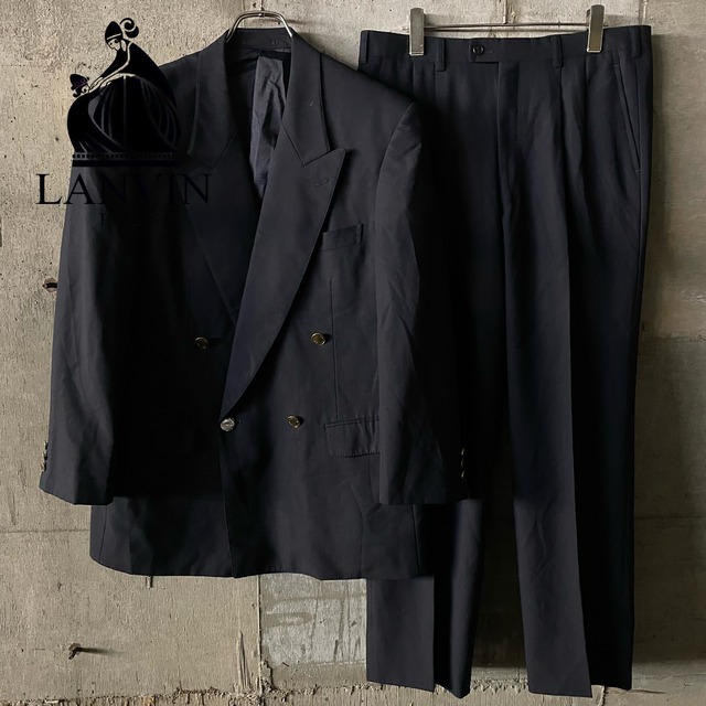 〖LANVIN〗navy color double wool setup suit/ランバン ネイビーカラー ダブル ウール セットアップ スーツ/lsize/#1201