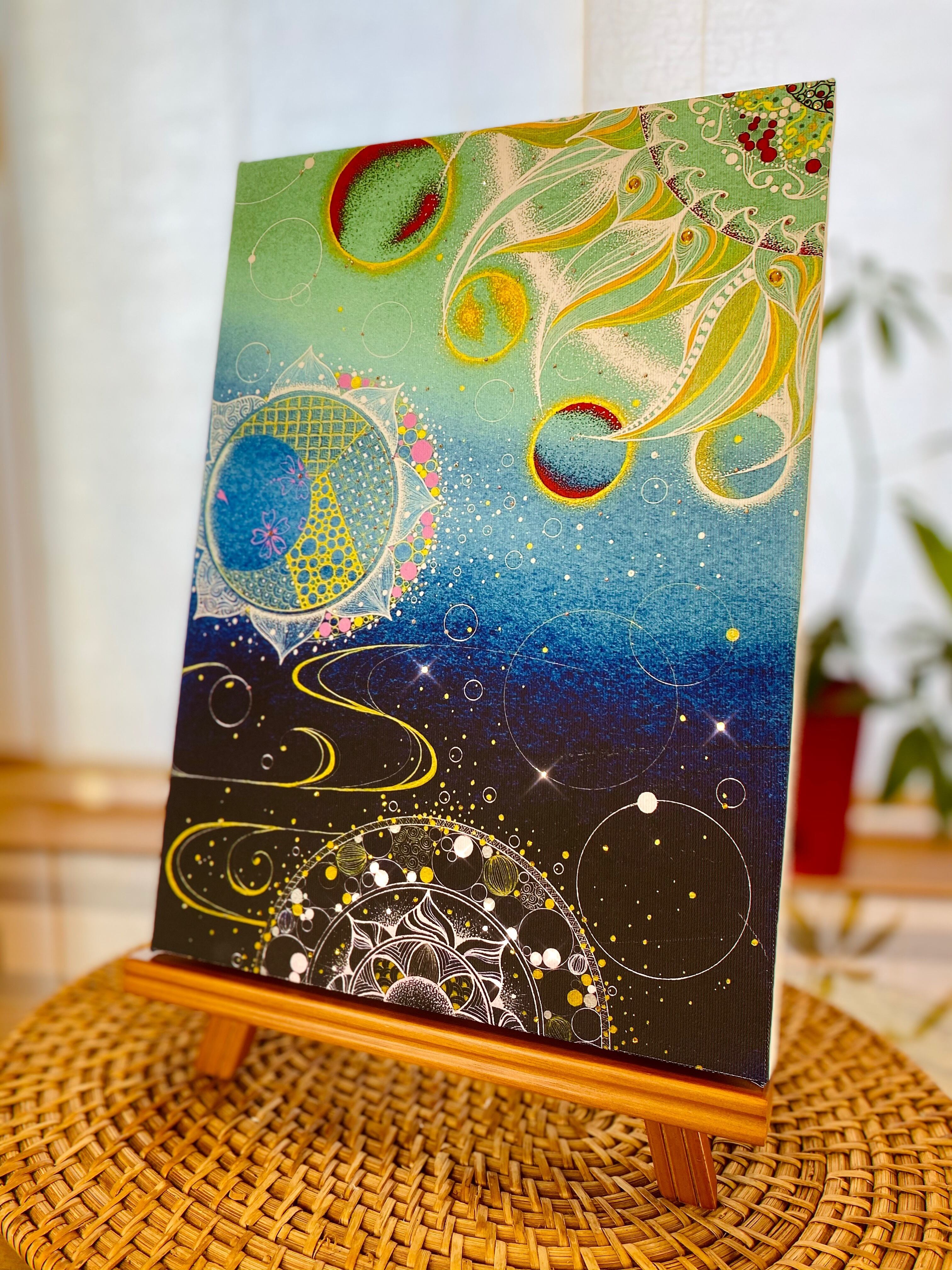 キャンバスアート 地球・月・太陽〜共鳴〜（複製画）（曼荼羅アート  