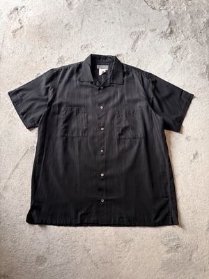 00s Yohji Yamamoto Pour Homme/SILK Cotton S/S Shirt/M(XL相当)/シルク×コットンオープンカラーシャツ/半袖シャツ/開襟/ブラック/ヨウジヤマモト