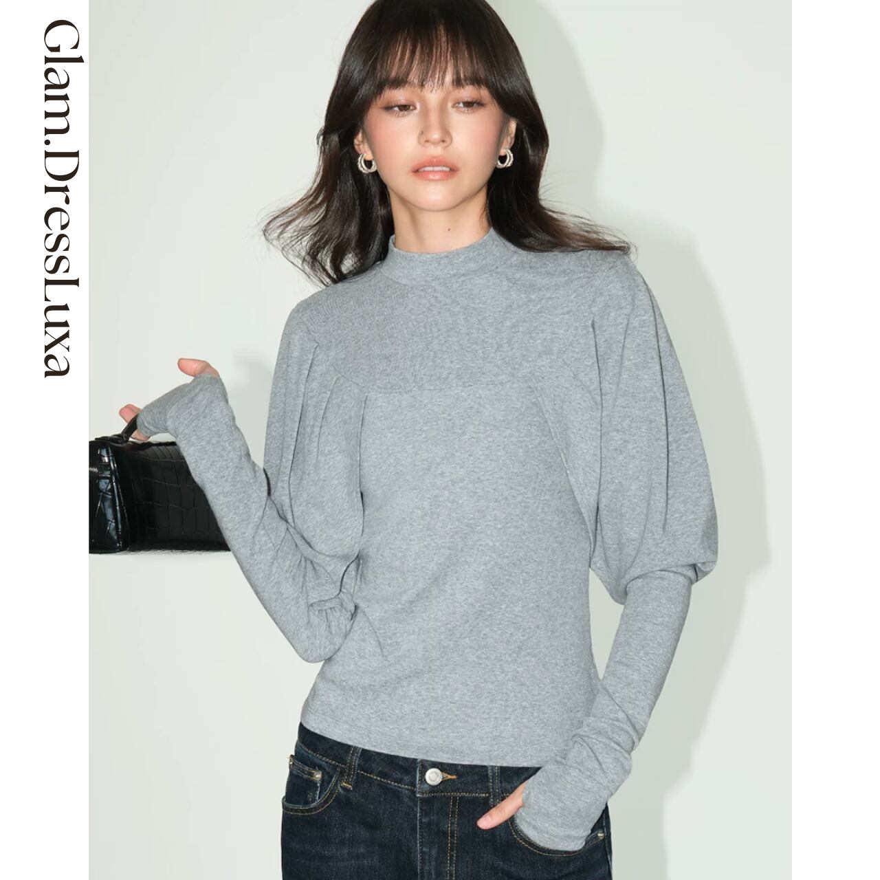 Puff Sleeve ハイネックトップス/2color_T1541