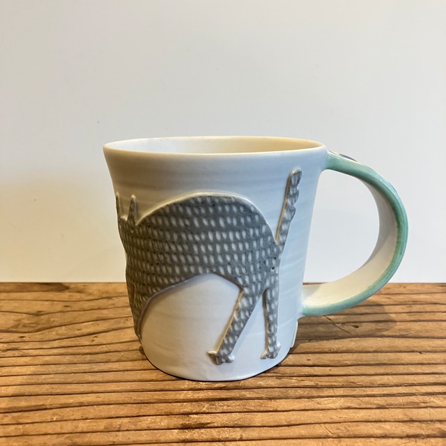 ビックマグカップ　にゃー　ネコ　手付きマグカップ　atelier chie  　砥部焼