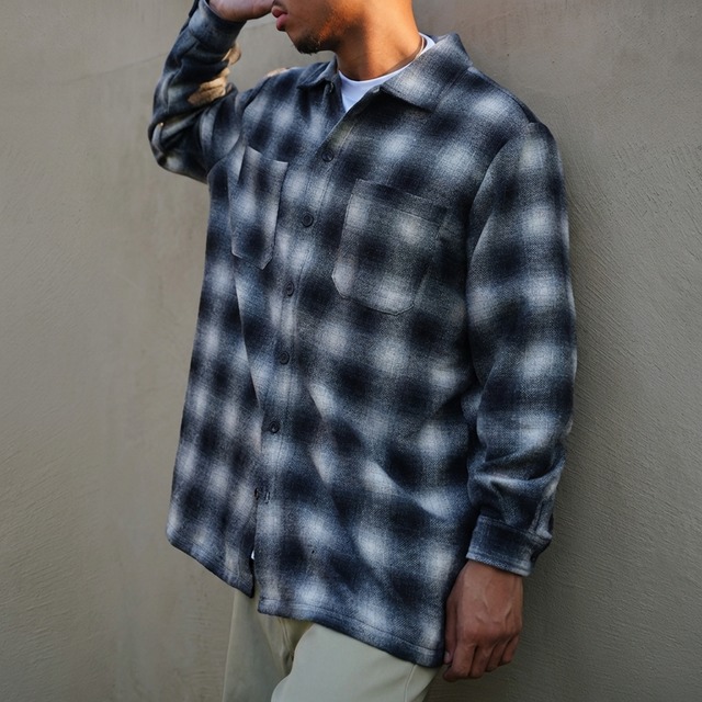 チェック柄 パッチポケット オーバーサイズ シャツ 2 カラー H00061