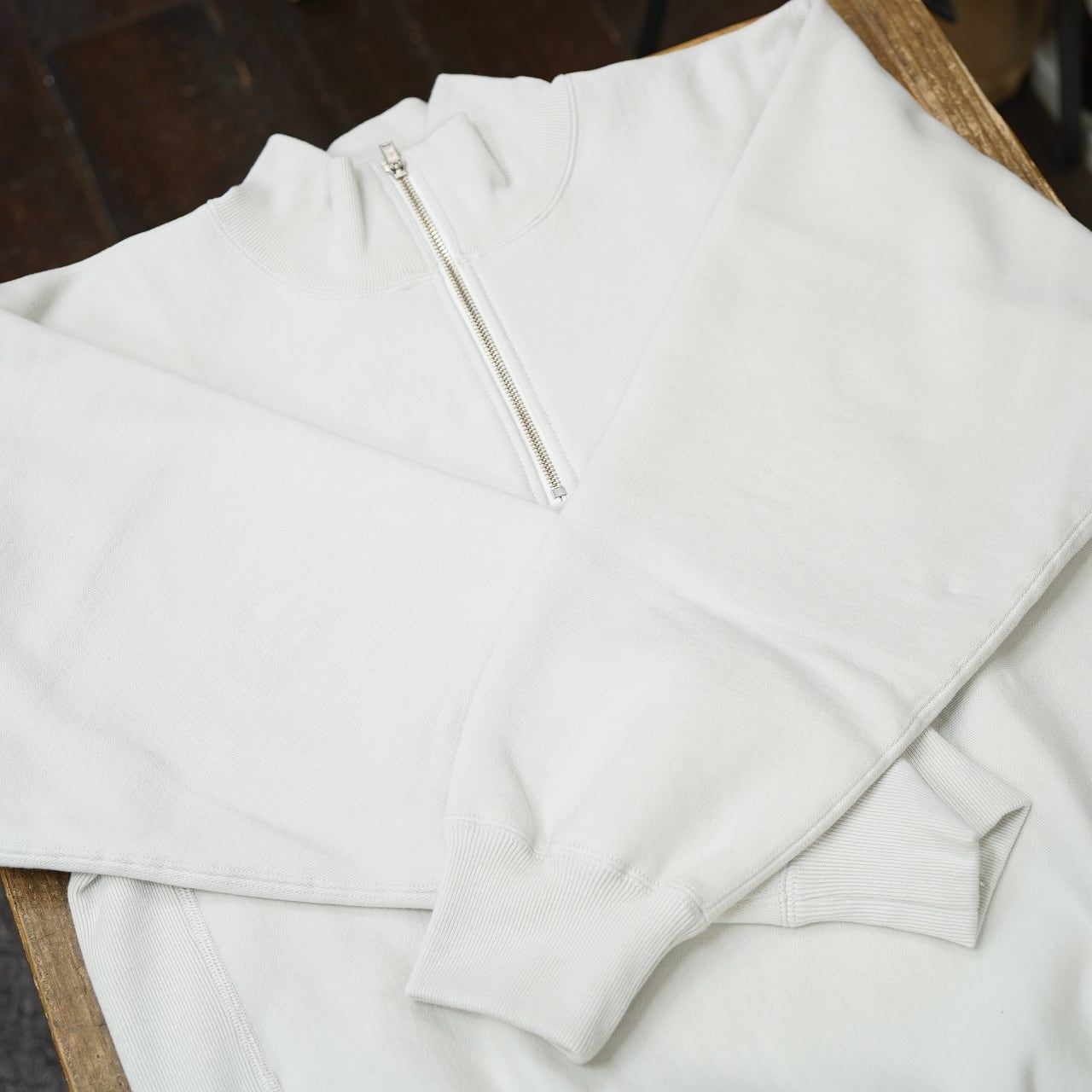 Workers(ワーカーズ) トリコタグ ハーフジップヘヴィースウェット ホワイトグレー