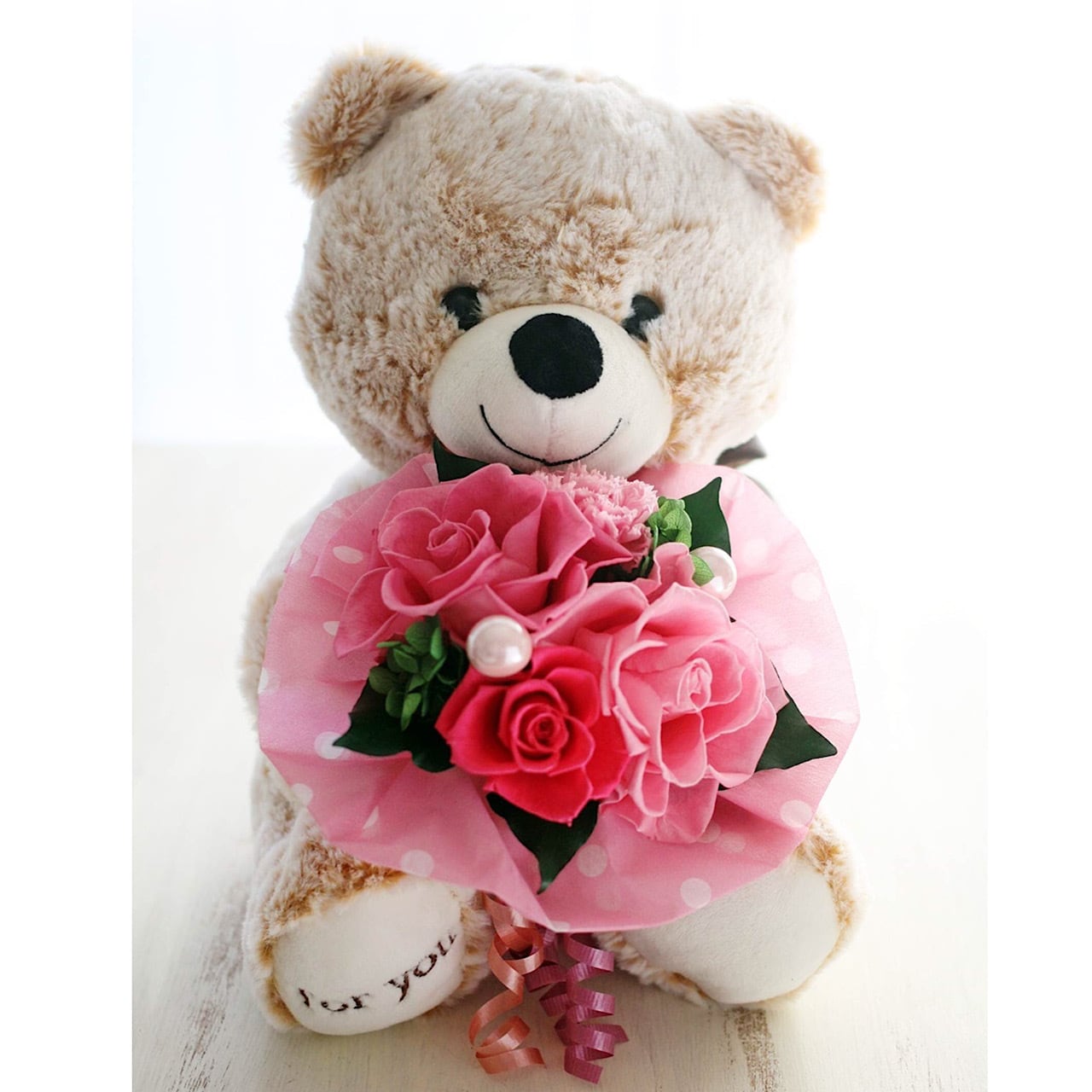 プリザーブドフラワードーム テディベア☆ 2Set ♬ プリザーブド