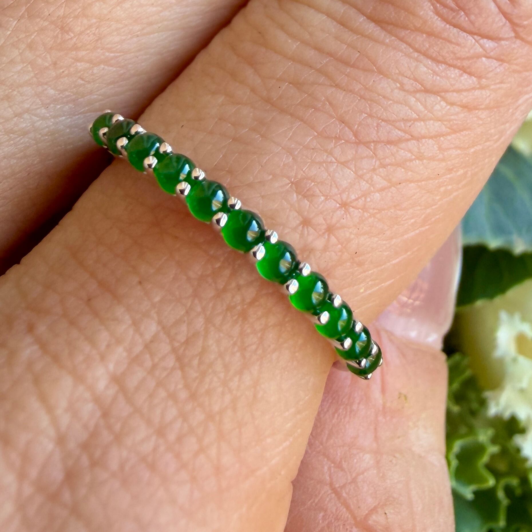 Jade Half Eternity WG Ring RC2510AMW2013006 | Victorian Box