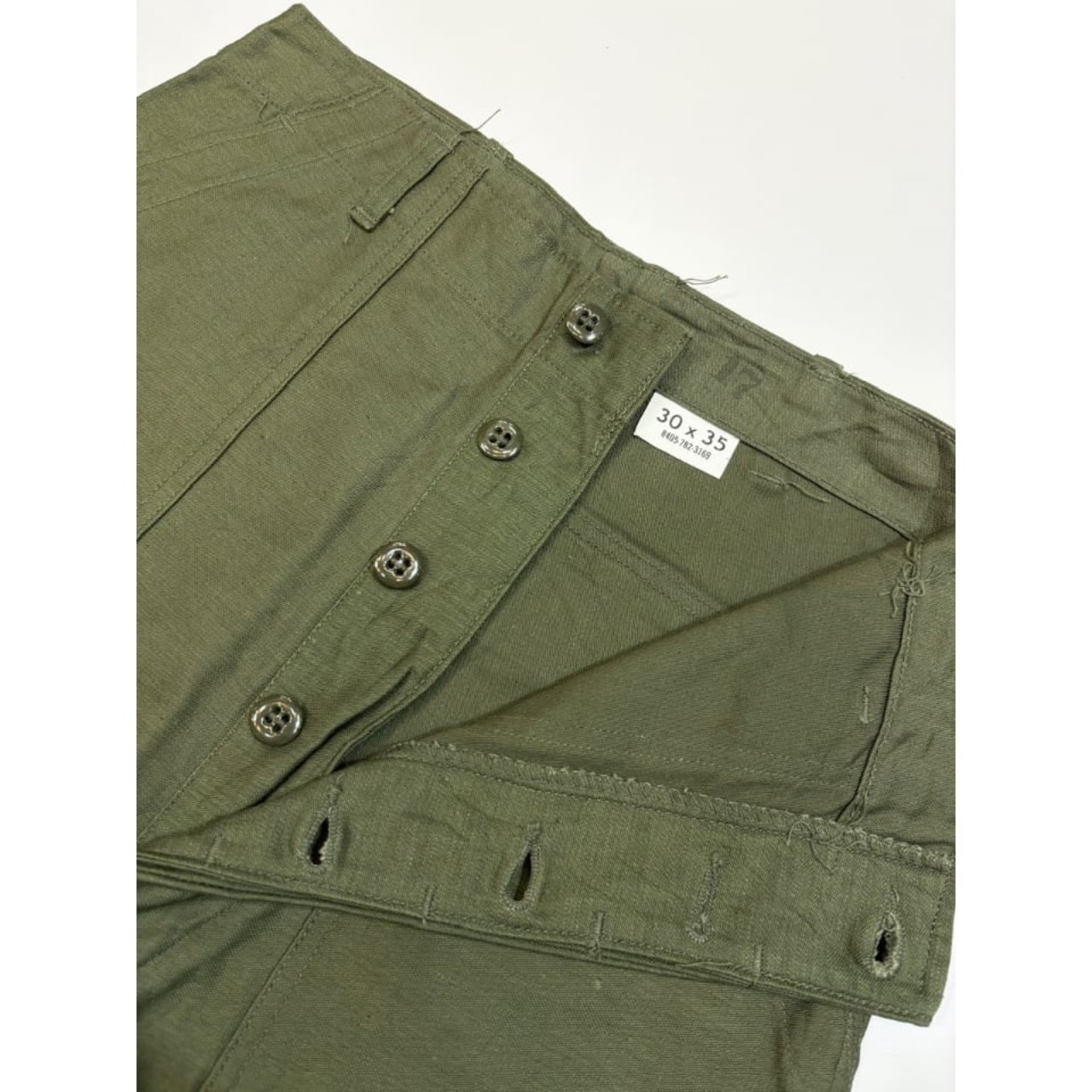 60s US ARMY OG-107 COTTON SATEEN BAKER PANTS Size W30L35→W29L31