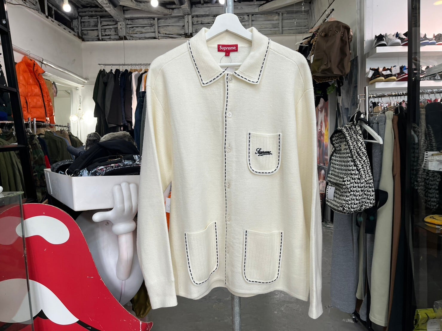 Supreme Contrast Stitch Button Up sweate