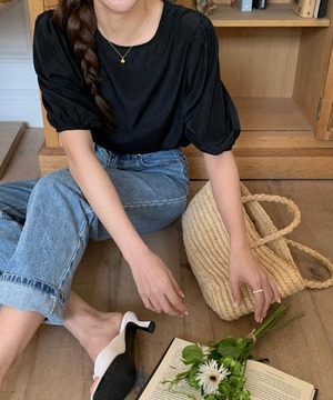 《即納商品》plum blouse (cream / black)