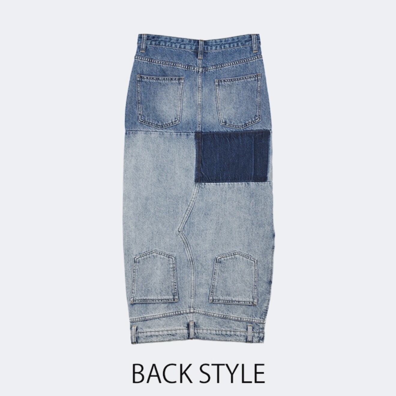 ミカーレミカーレ デニムドッキングスカート MICALLE MICALLE】デニム×スウェット・ドッキングスカート