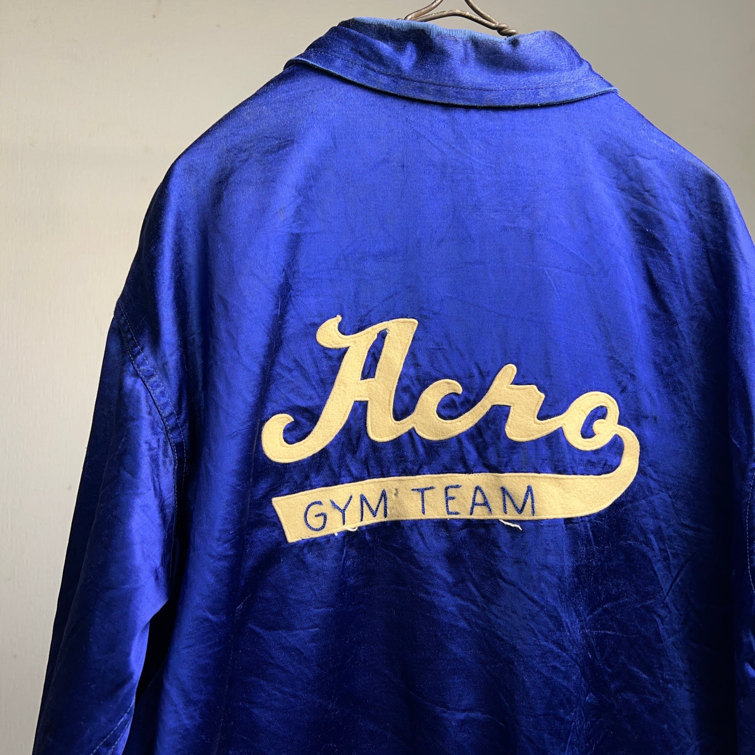 古着　60s サテン　ジャケット　ジップアップ　ヴィンテージ　スタジャン 50's~60's SATIN STADIUM JACKET 50年代 60年代 サテンスタジャン