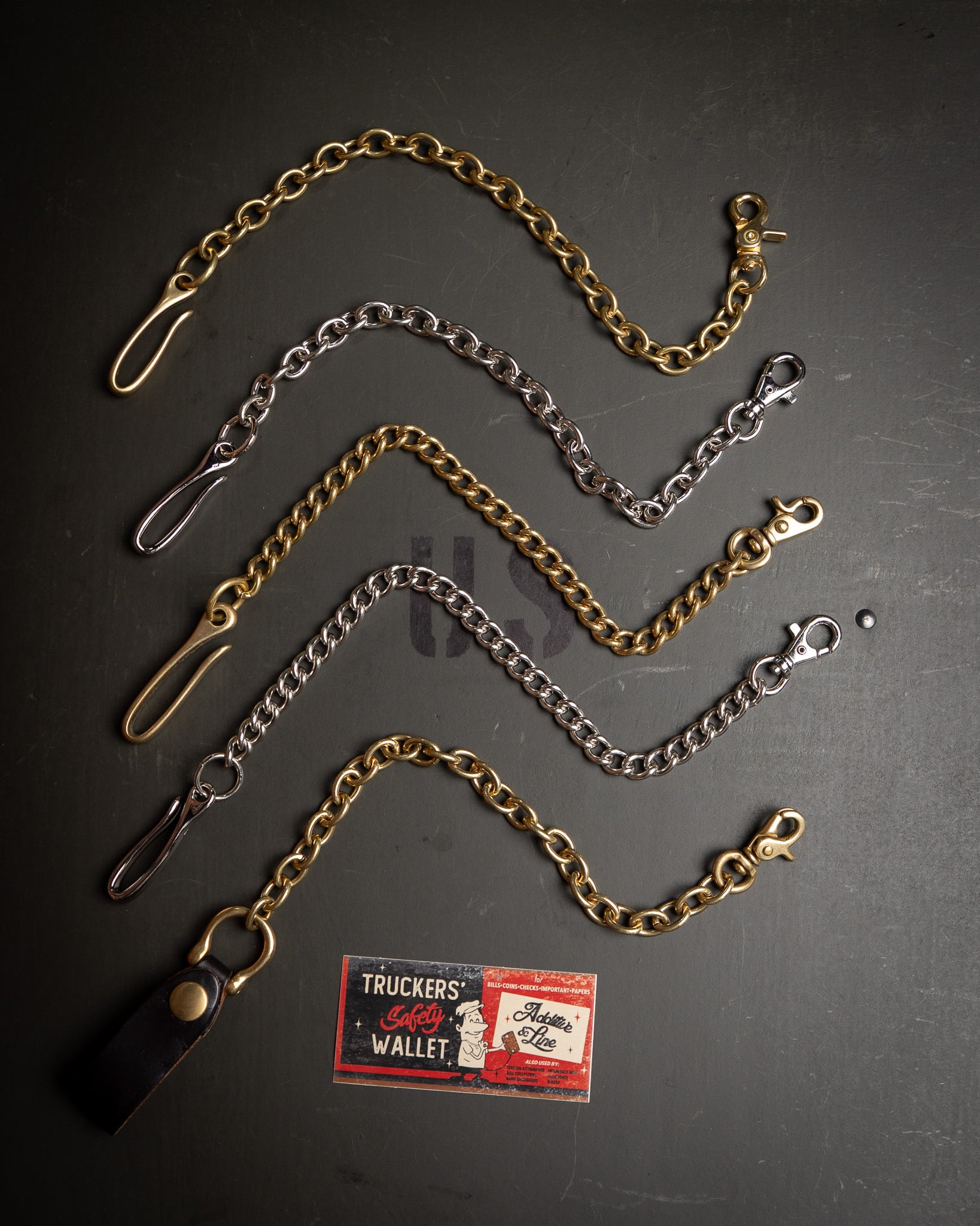 Additive and Line】Leather Wallet Chain Horse Butt & Brass WCH-006