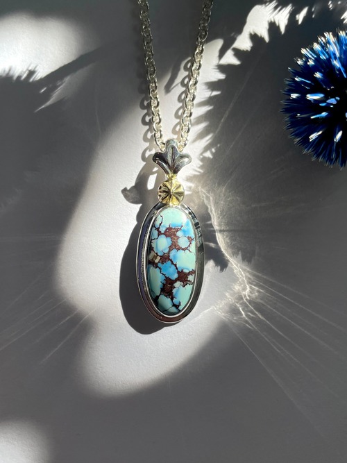 Golden Hill Turquoise 18k Gold concho pendant top