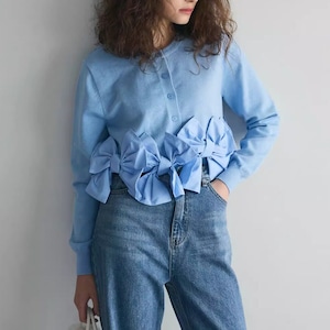 ribbon hem knit cardigan(3color)<ts3337>