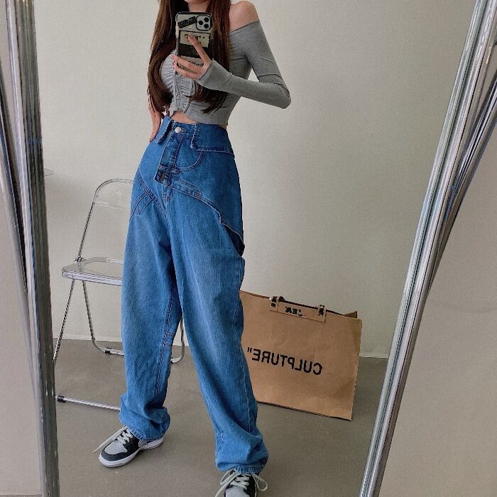 オータムパンツ ハイウェストウェストジーンズ 秋物 ドラファッションホール2254085355