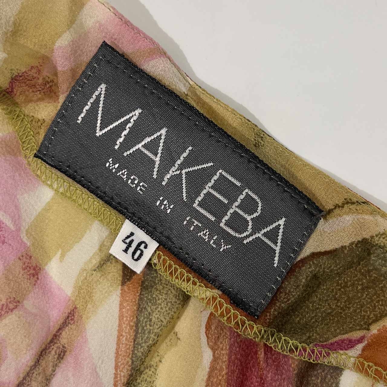イタリア製 シルク100% MAKEBA マケバ 花柄 アート ドッキング シースルー シャツ ブラウス カーディガン 46/マルチ レディース