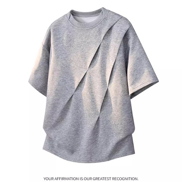 ♥シンプルなのに存在感 タックデザインの夏Tシャツ！【WSシリーズ】★シャツ★ ユニセックス 3color カジュアル 個性的 ミニマル