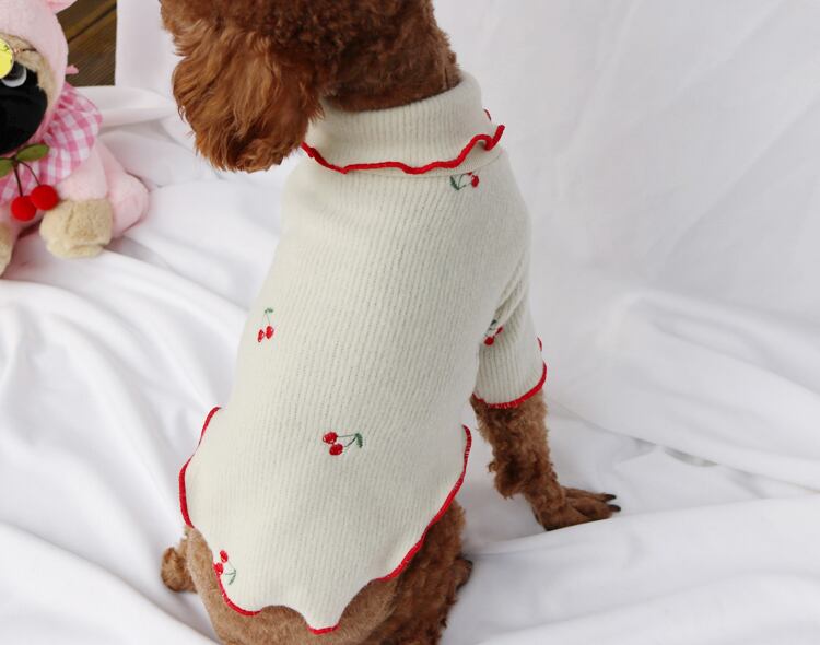 チェリーハイネックニット S ~ XL 3color / 犬服 秋冬 新作 シンプル 可愛い 犬の服 お揃い ドッグウェア 猫 小型犬 ワンコ服 top100