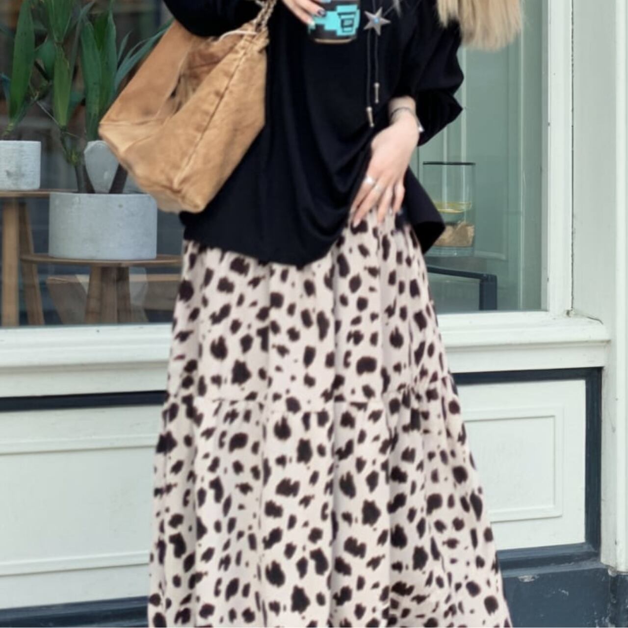 レオパード柄ロングスカート 00064