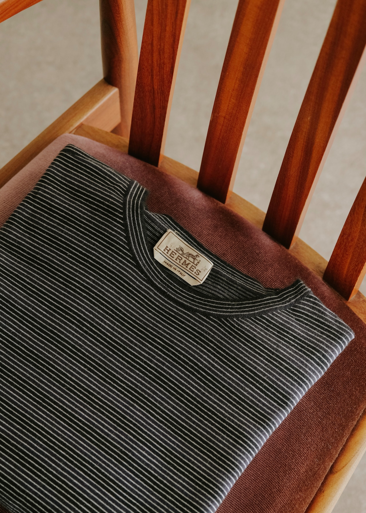10's HERMÈS cachmire cotton stripes crew neck knit