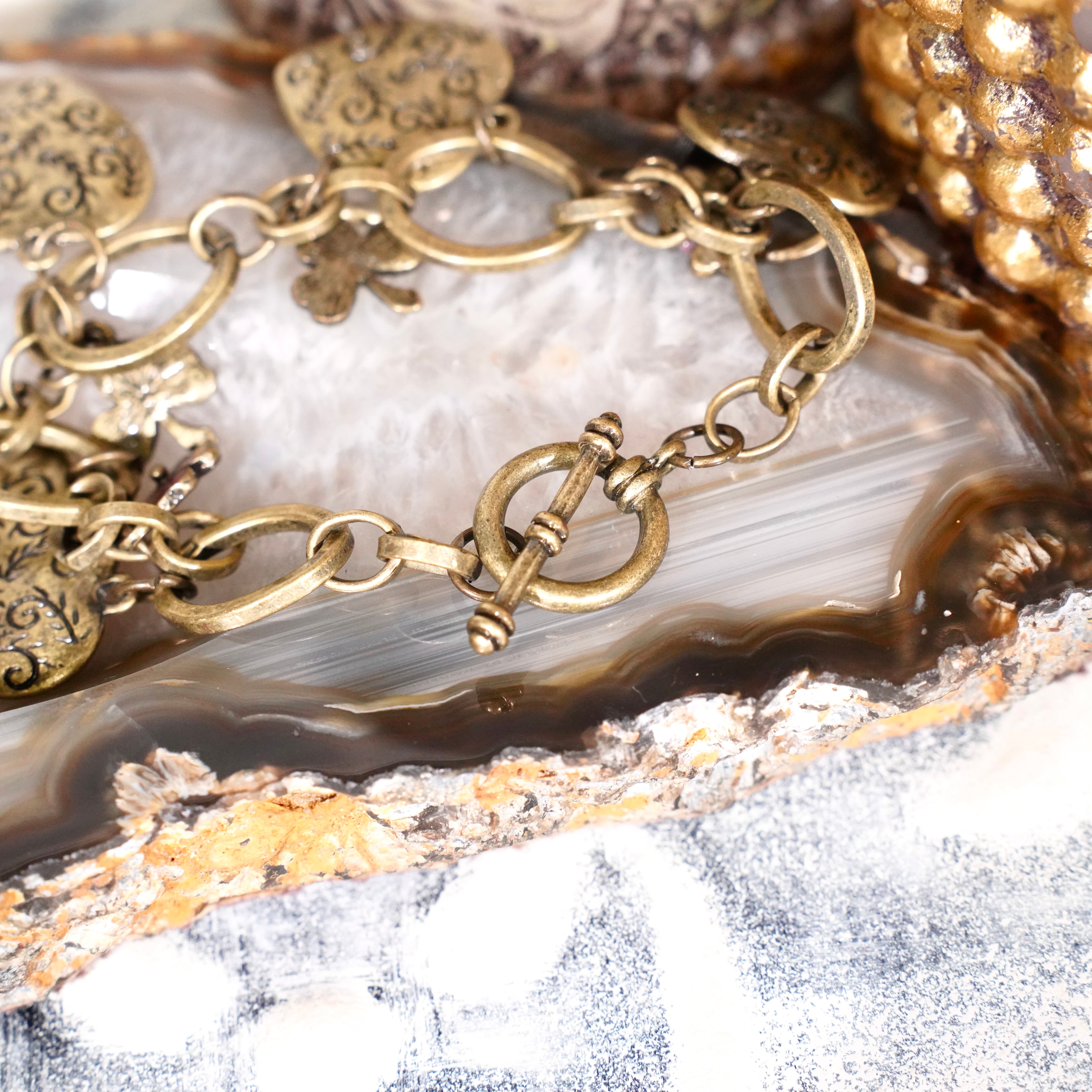 USA VINTAGE HEART&CLOVER DESIGN CHAIN BRACELET/アメリカ古着ハート