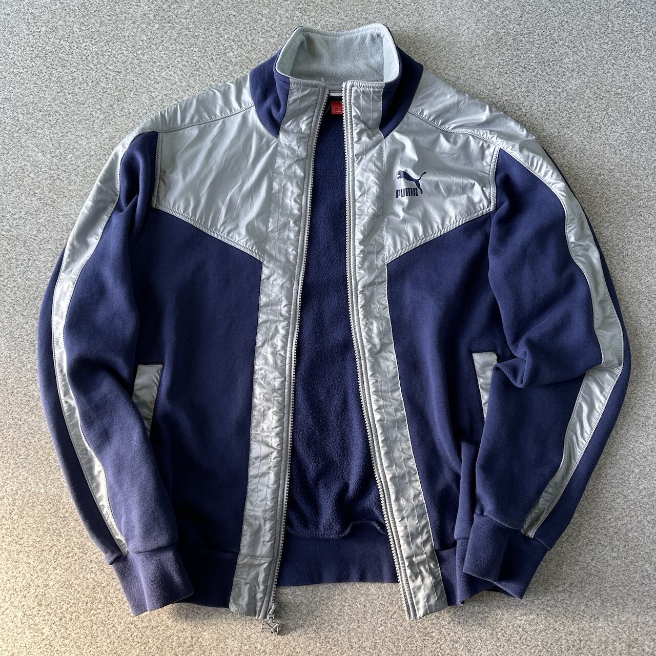 トラックジャケット PUMA 白×グレー アーチロゴ ビッグロゴ ハイネック 