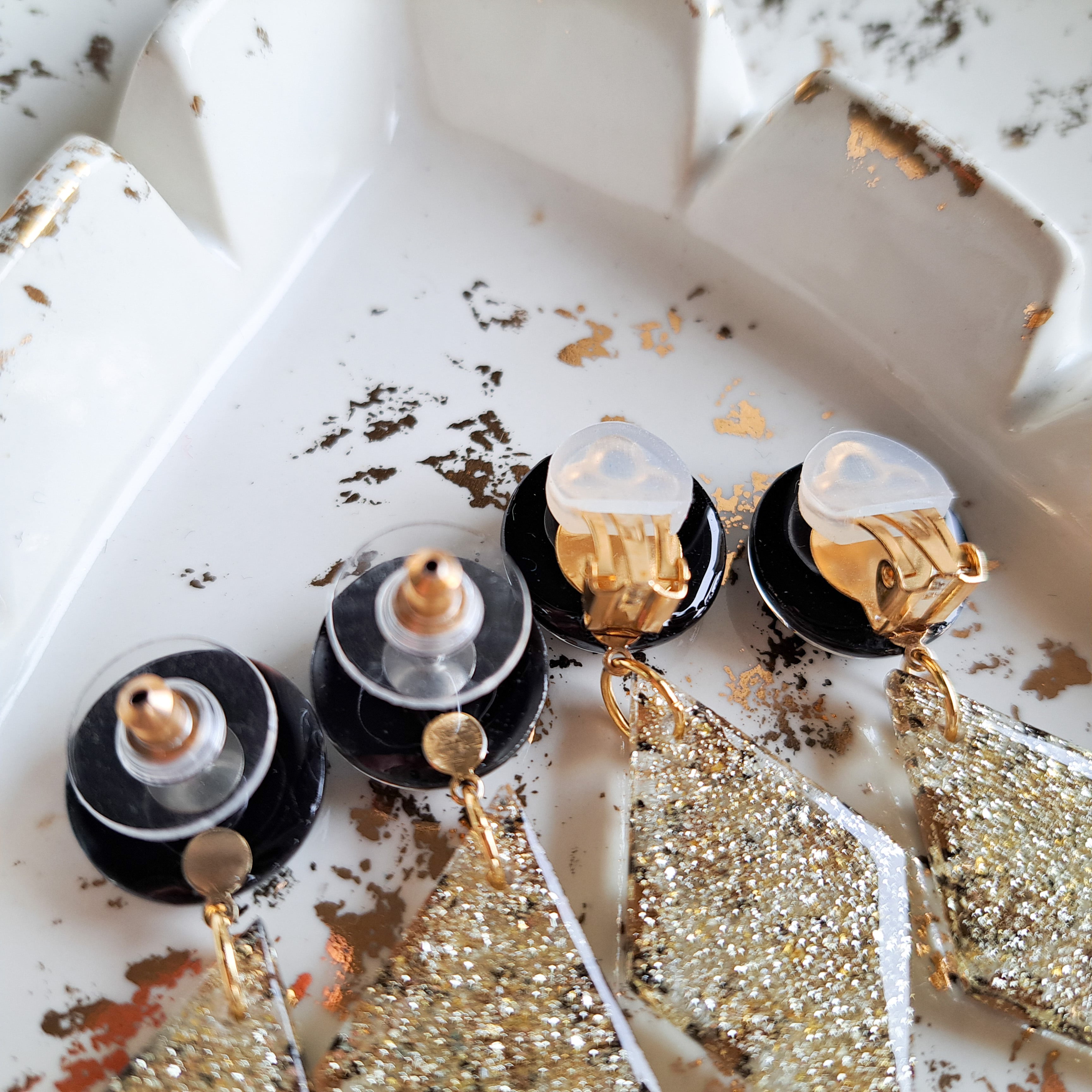 レオパードダイヤピアス・イヤリング【ブラック】ヒョウ柄ピアス 豹柄