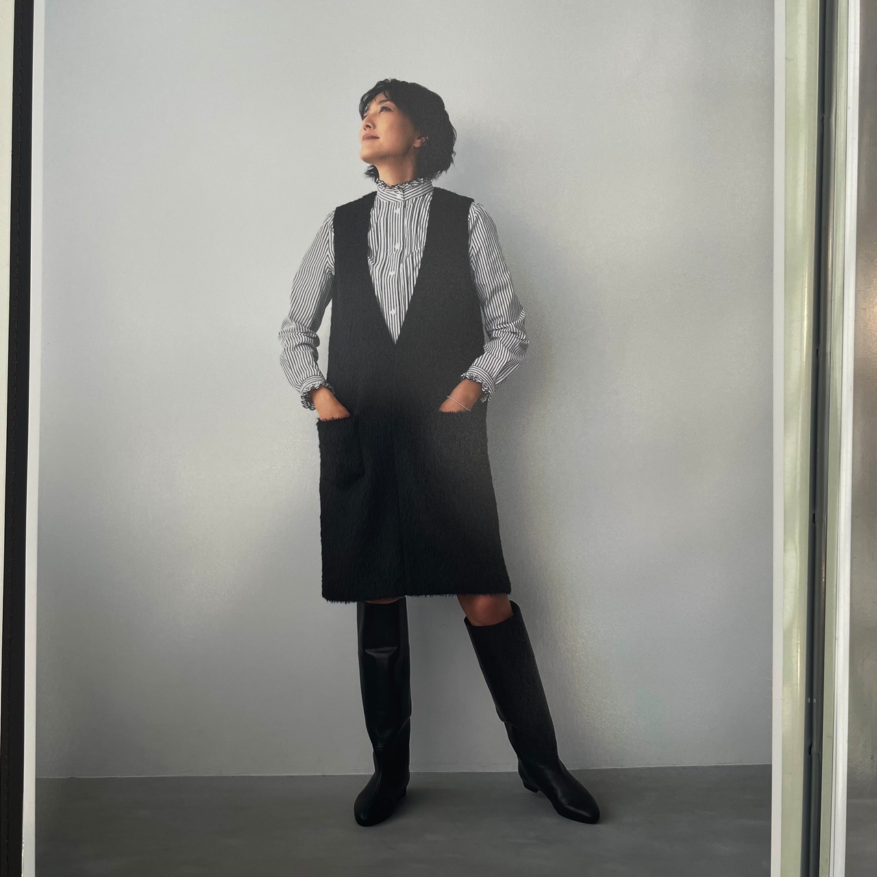 SINME  スカラエンブロイダリーシャツ   ピンストライプ（広）