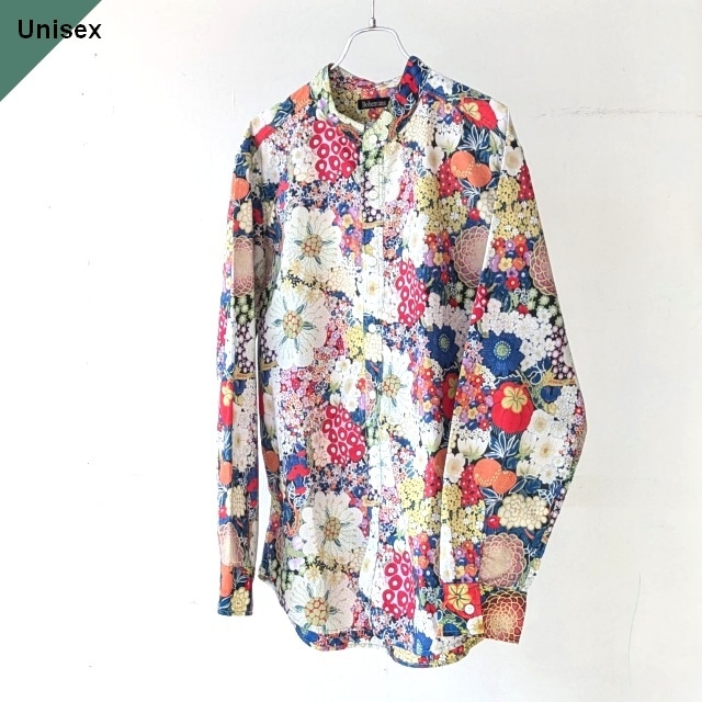 【NEW】 Bohemians 花柄バンドカラーシャツL/S　ODORANT GAUZE STAND COLLAR SHIRTS