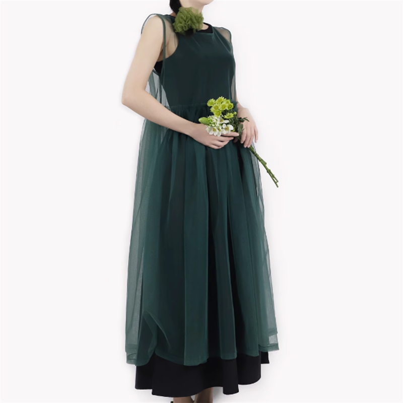 【Tea Tree】チュールノースリーブワンピース 6color 10875