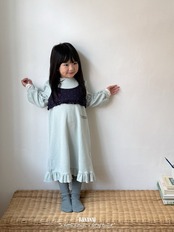 韓国子供服 / BANANA J / 26Autumn / レターリング ワッフルワンピース / 秋服 / キッズ *XS~JS*