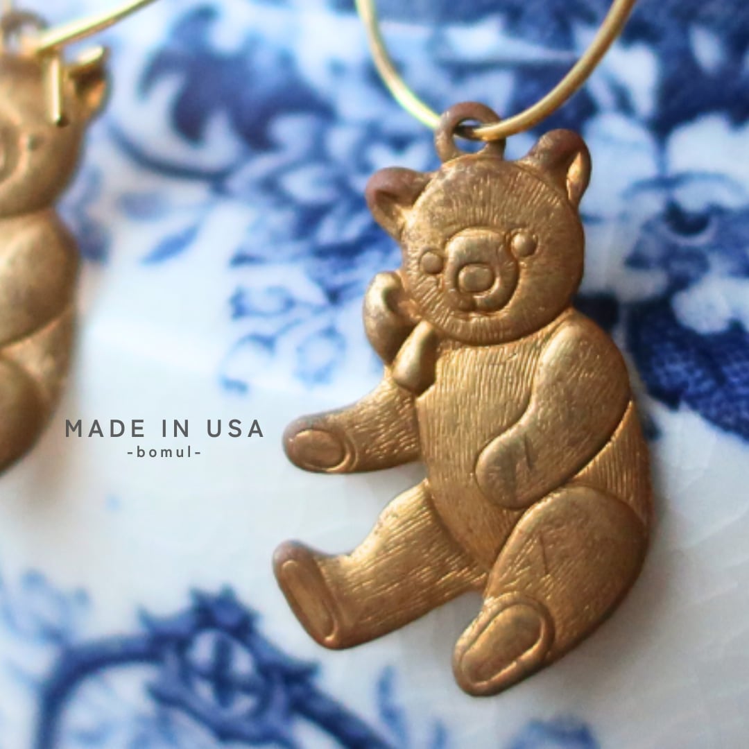 真鍮 パーツ 熊 チャーム 2個 A2515 |くま テディベア 動物