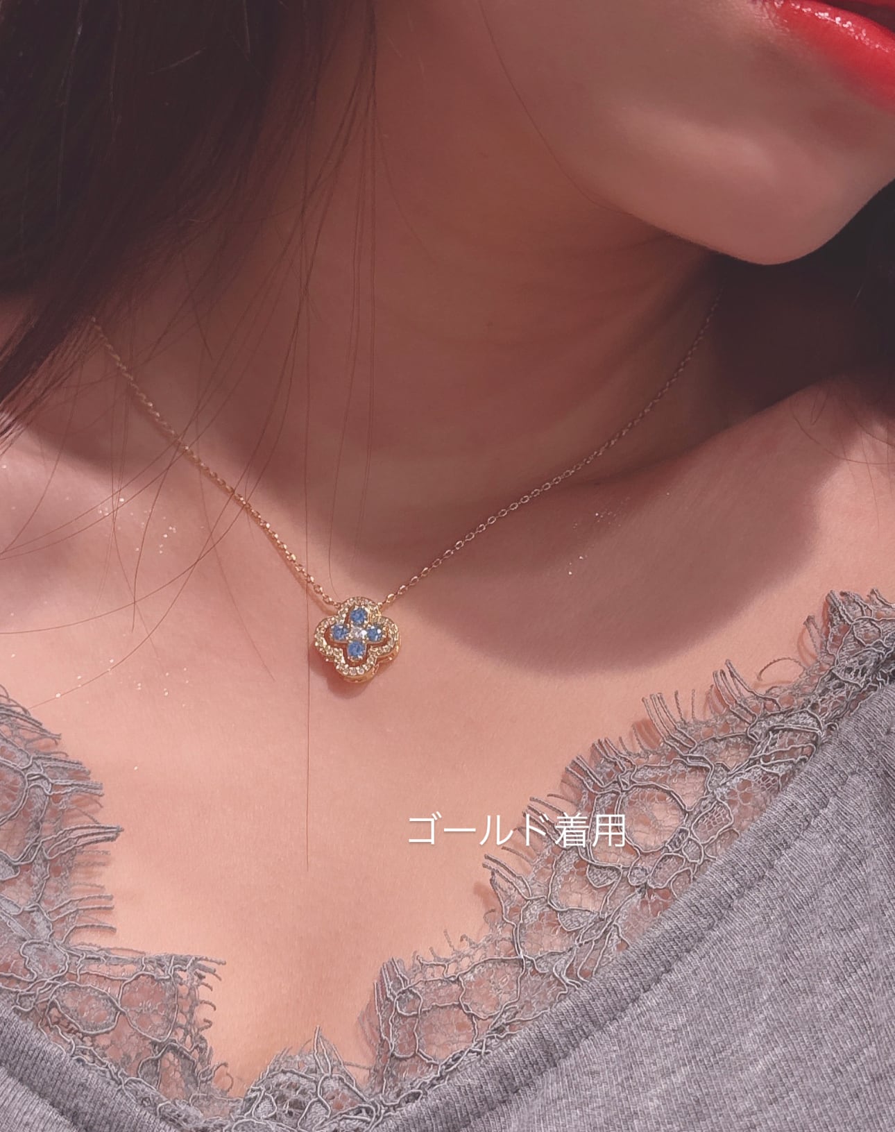 clover flower necklace BLUE ［142］ | SASSY ANGEL