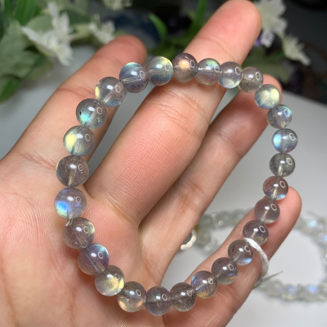 全粒シラー☆透明ラブラドライトブレスレット