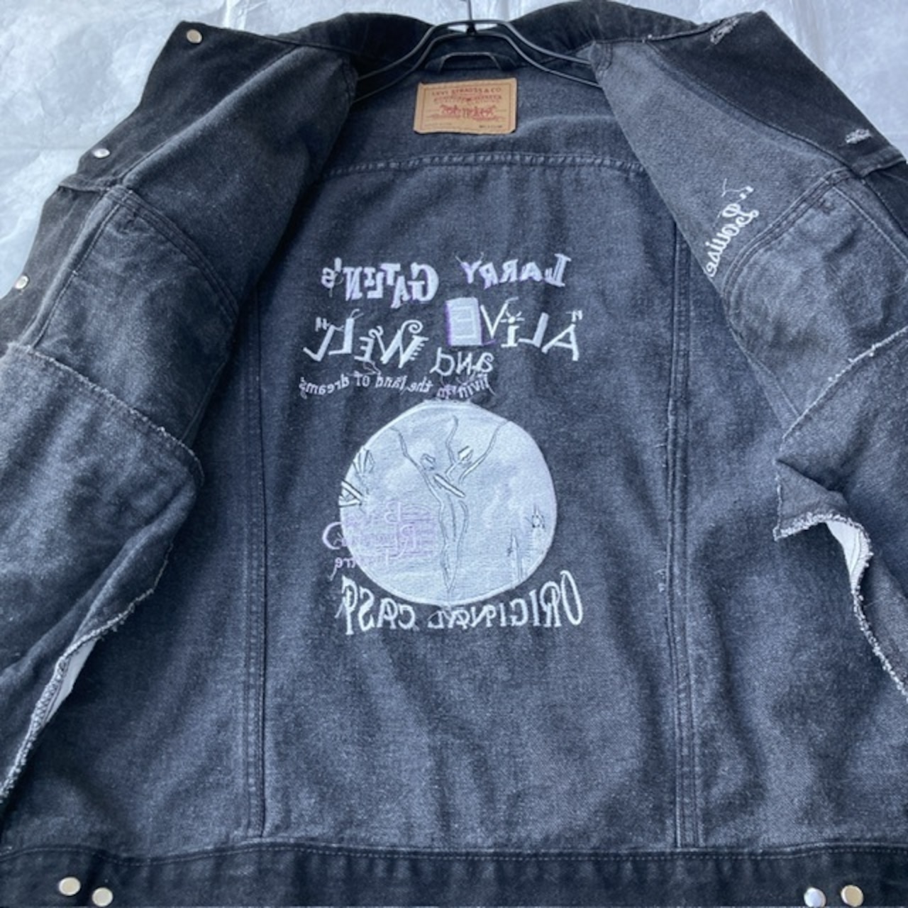 Levi's 70507 USA製 ブラックデニムジャケット 刺繍カスタム 画像9