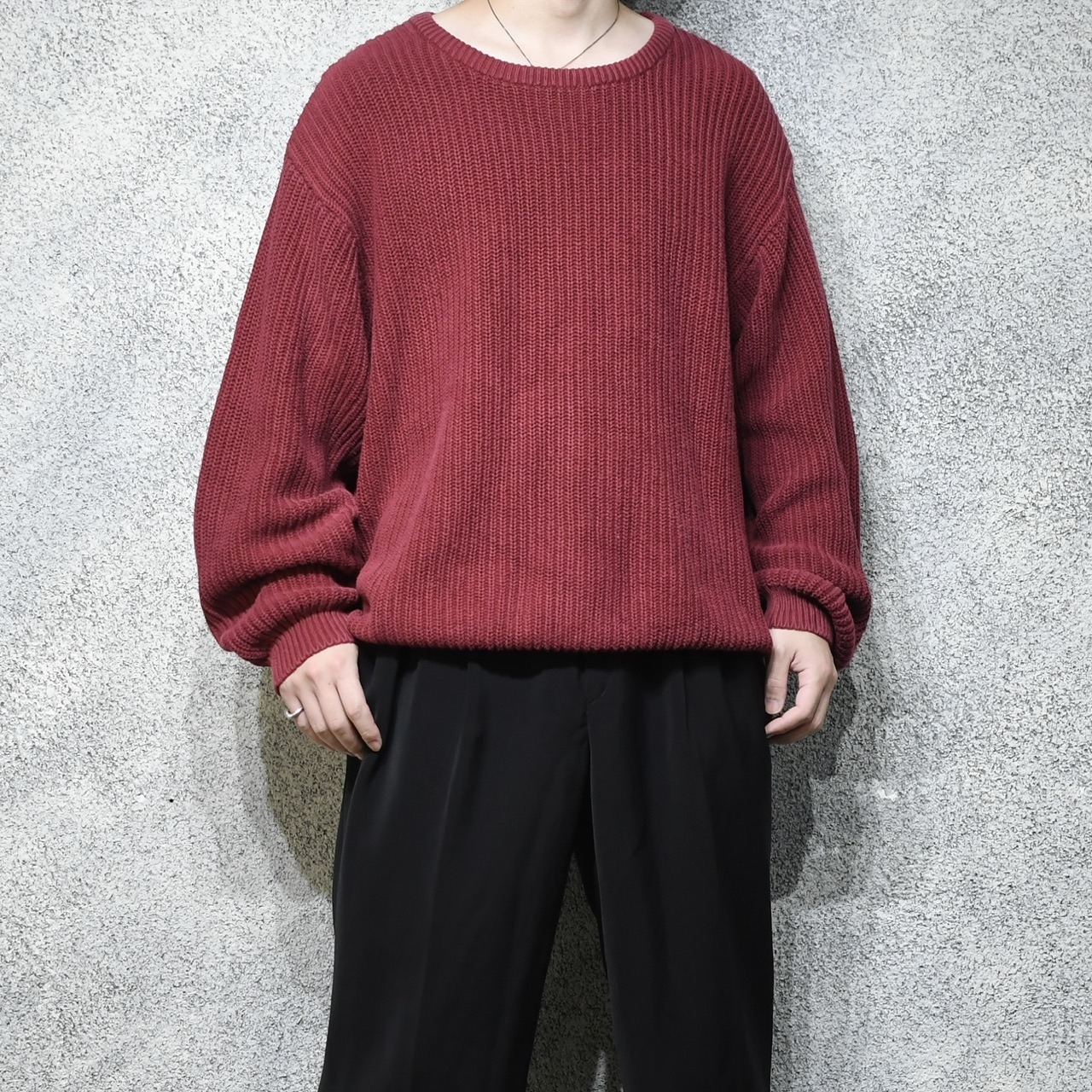 Eddie Bauer low gauge cotton knit burgundy