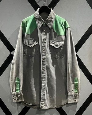【X VINTAGE】Switching Design Vintage L/S Duck Western Shirt