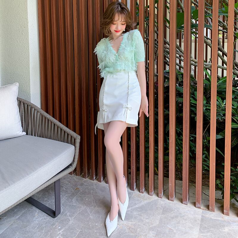 レースFlowerデザイン Vネックニットカーディガンサマー 夏物 フラワーデザイン MIUCO12719433933