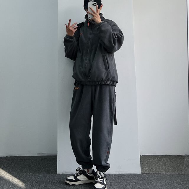 予約販売】メンズ セットアップ 上下 長袖 フリース ジップアップ