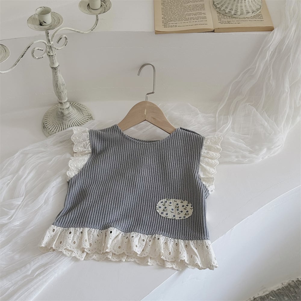 【BABY】秋新作 フリル袖無地ベスト