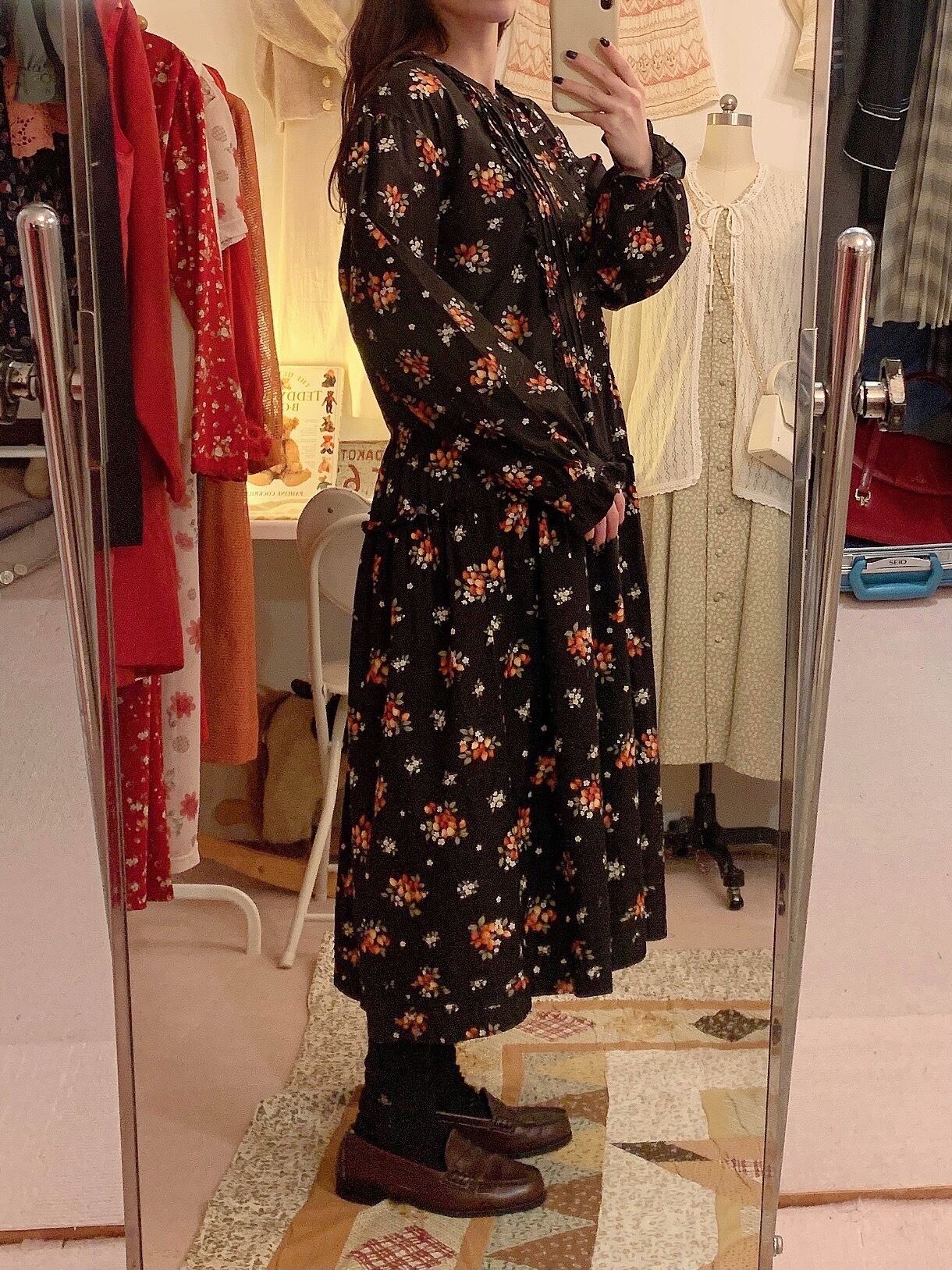 strawberry frill ribbon black one-piece