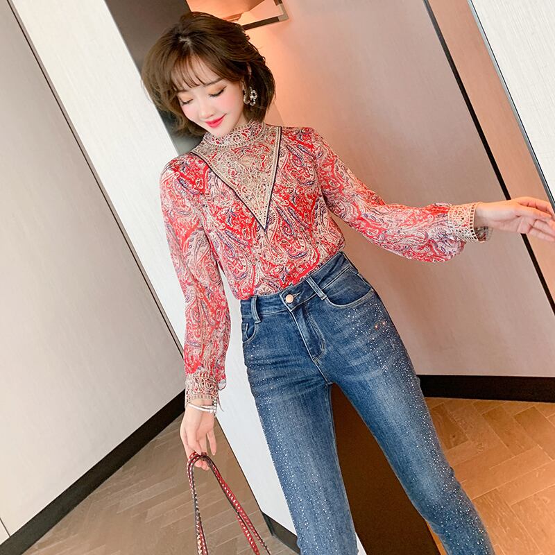 スタイルスタンダードプリント柄シャツ スプリング レトロ 春物 MIUCO28859380984