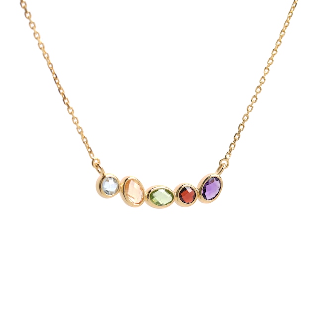 S925 MULTI STONE LINKED NECKLACE