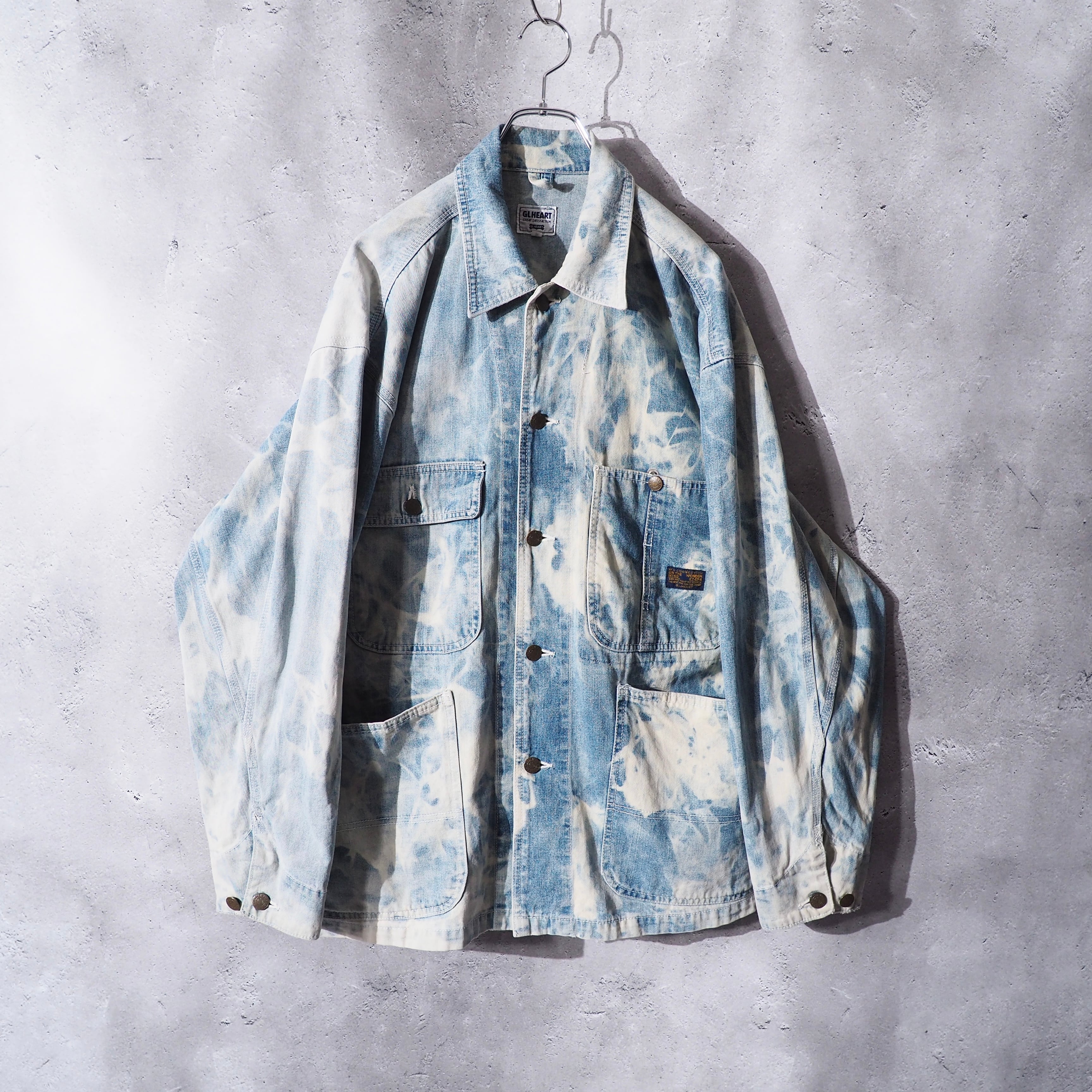 1990s " 白雷 " Bleach dyed vintage loose Denim jacket