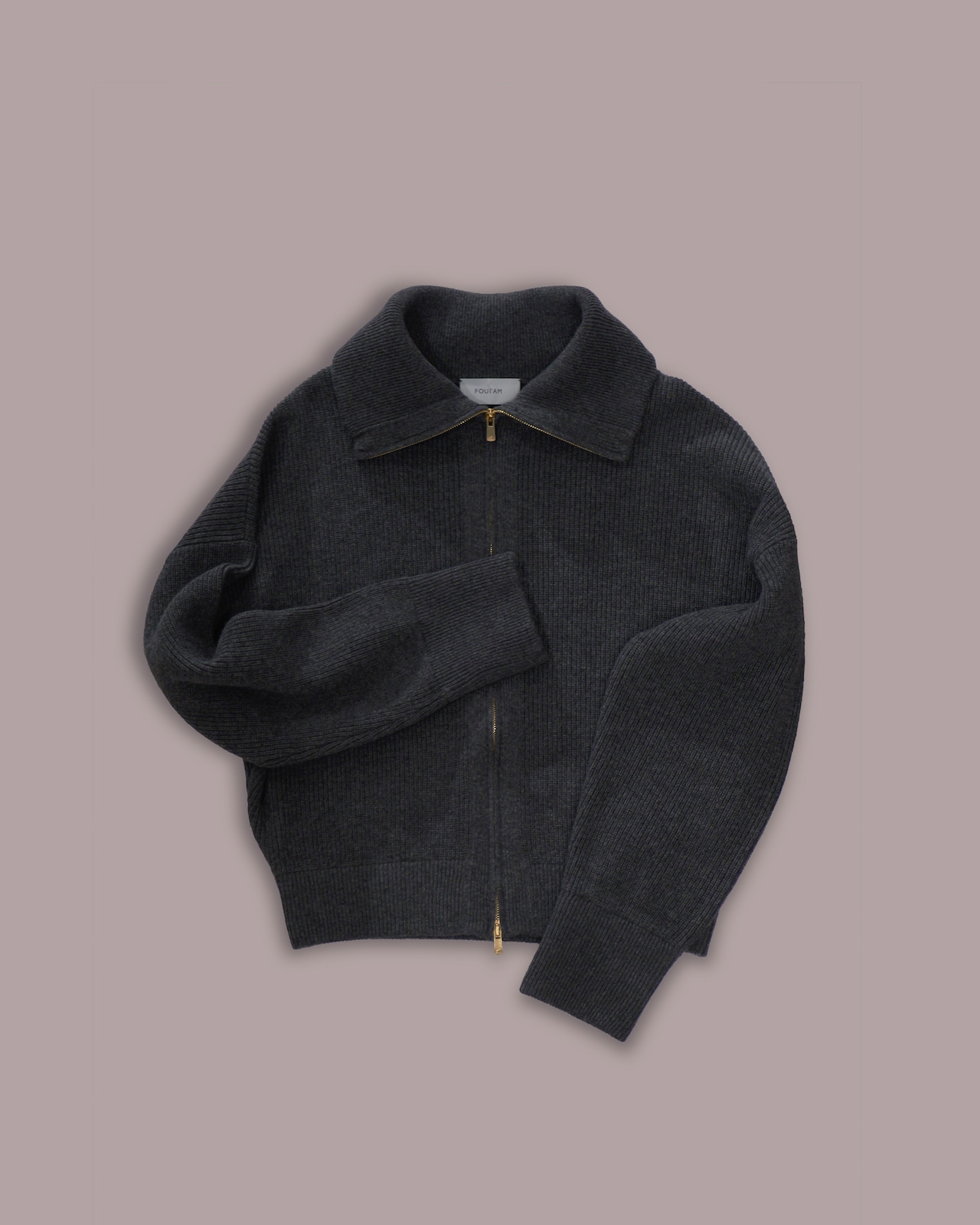 FOURAM - Long-Rib Driver’s Knit :Gray|ドライバーズニット/EXCELLA® Wジップ/フリーサイズ