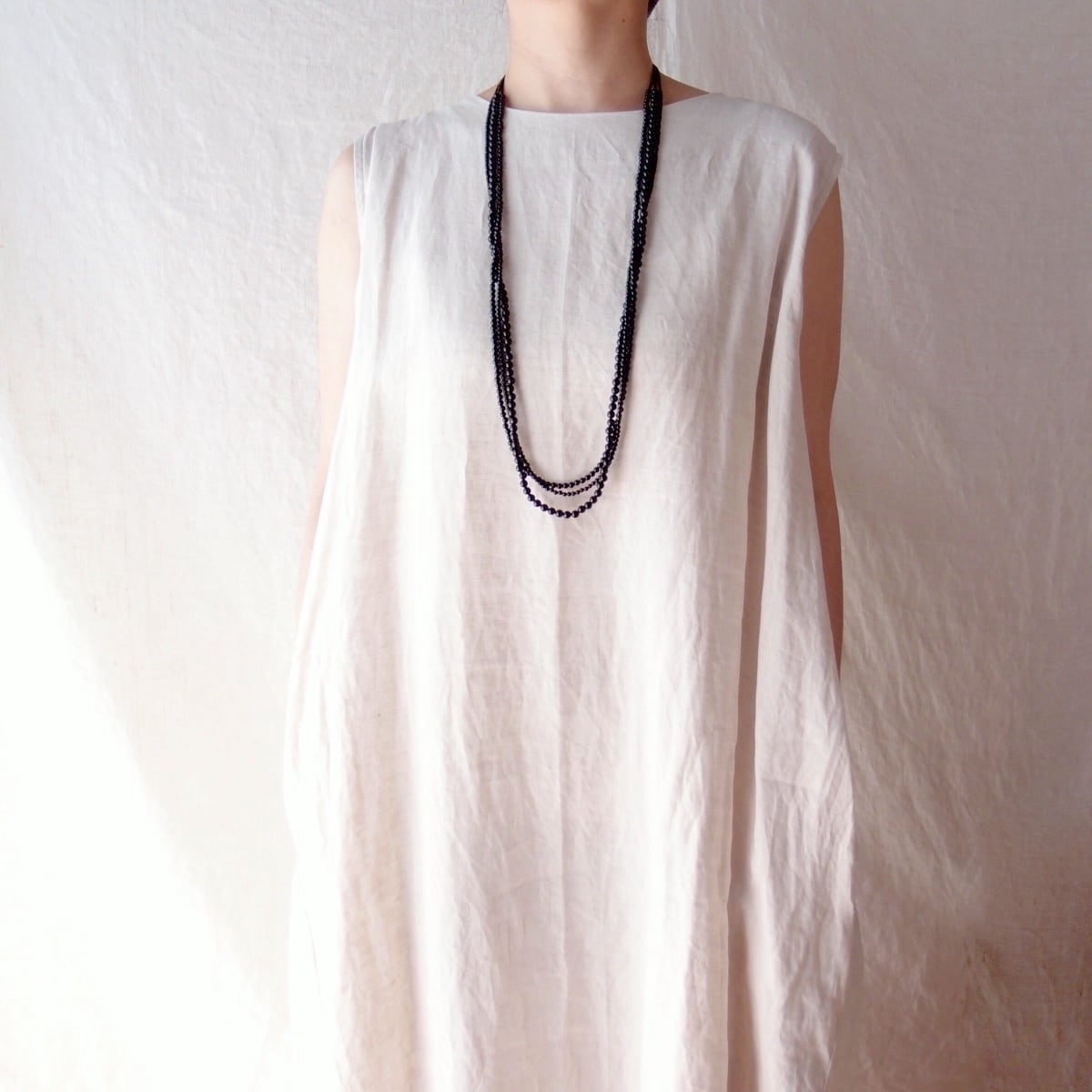 期間限定【予約品】Black Onyx Long Necklace/ブラックオニキス 3連ロングネックレス(Round)